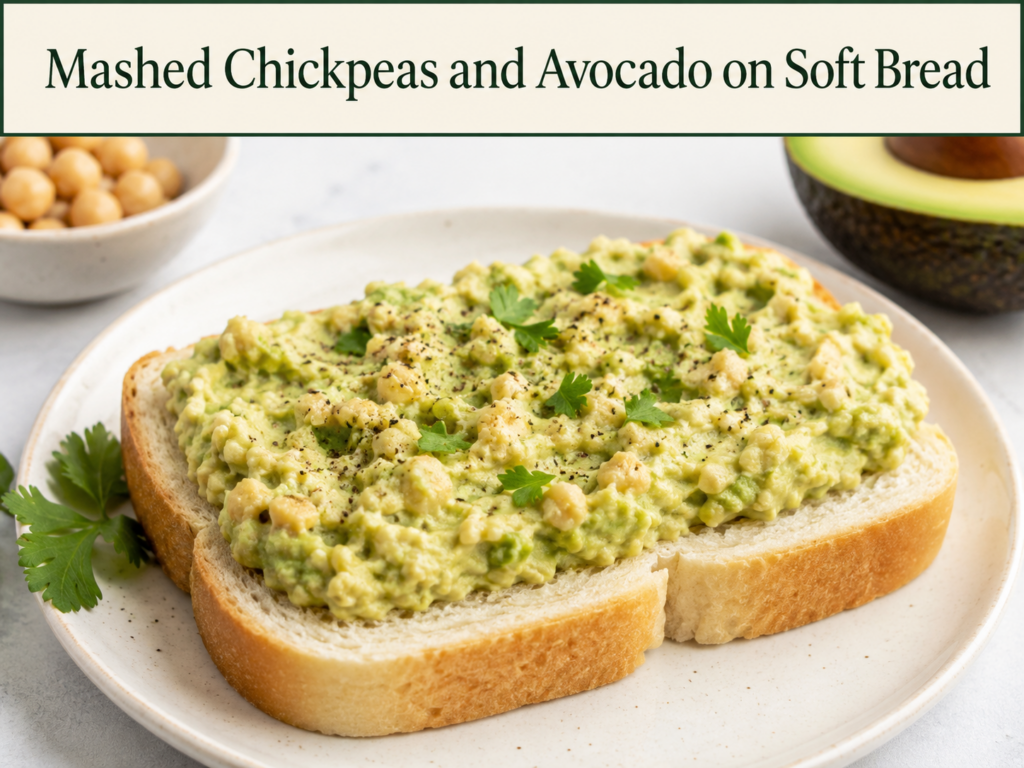Mashed Chickpeas and Avocado on Soft Bread