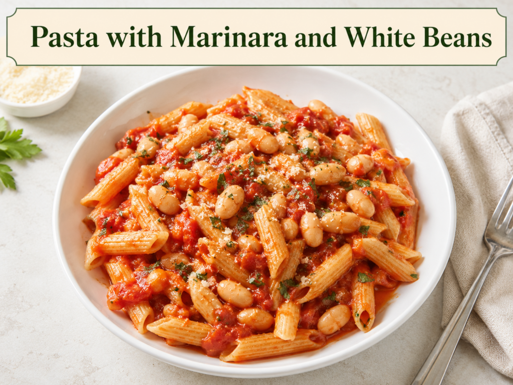 Pasta with Marinara and White Beans